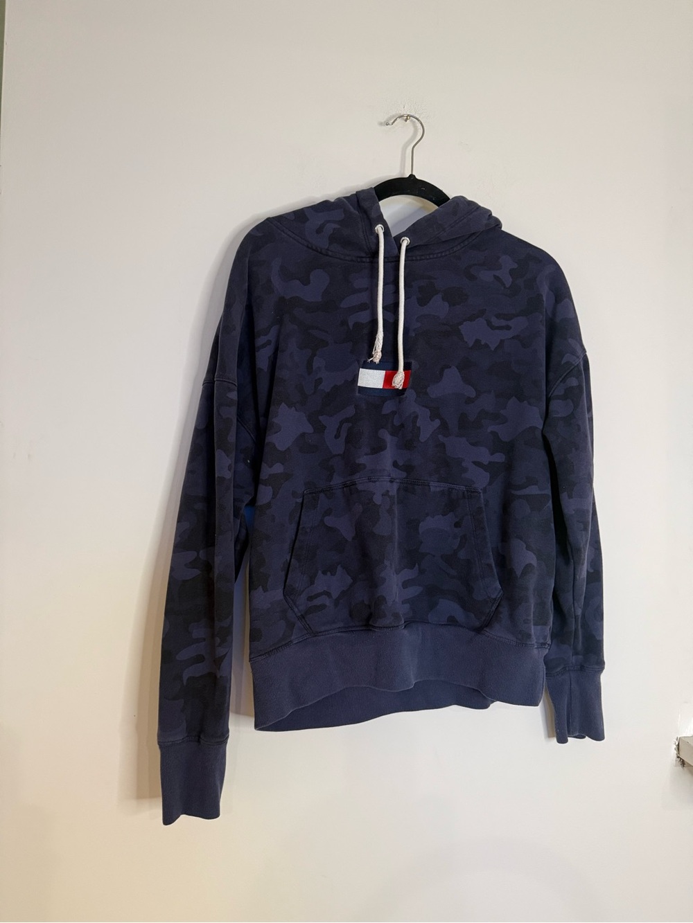 Tommy Hilfiger Navy Camo Pullover Hoodie with Flag Patch